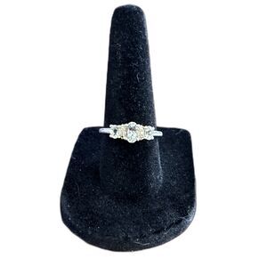 Sterling Silver 925 Three Stone CZ Size 7 Clear Sparkle Engagement Promise Ring